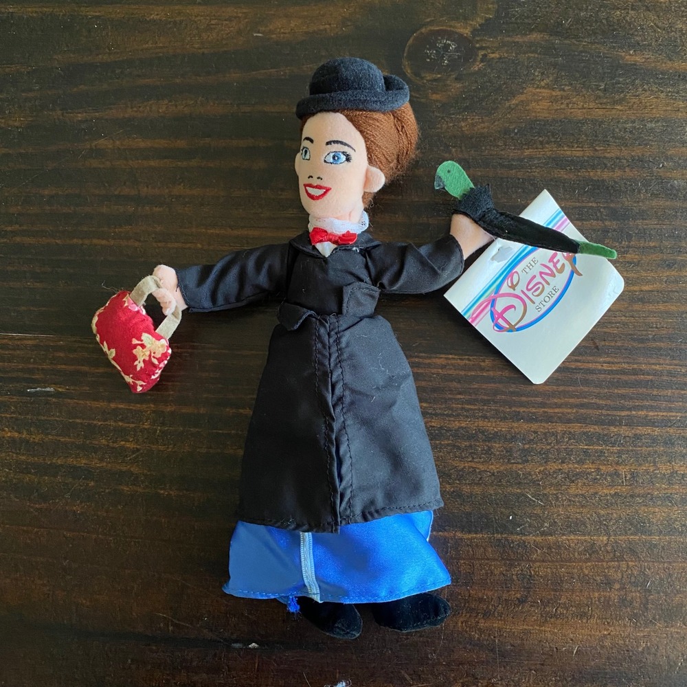 Disney Store Mary Poppins Bean Bag Plush 9 Inch Vintage Nanny with Tags